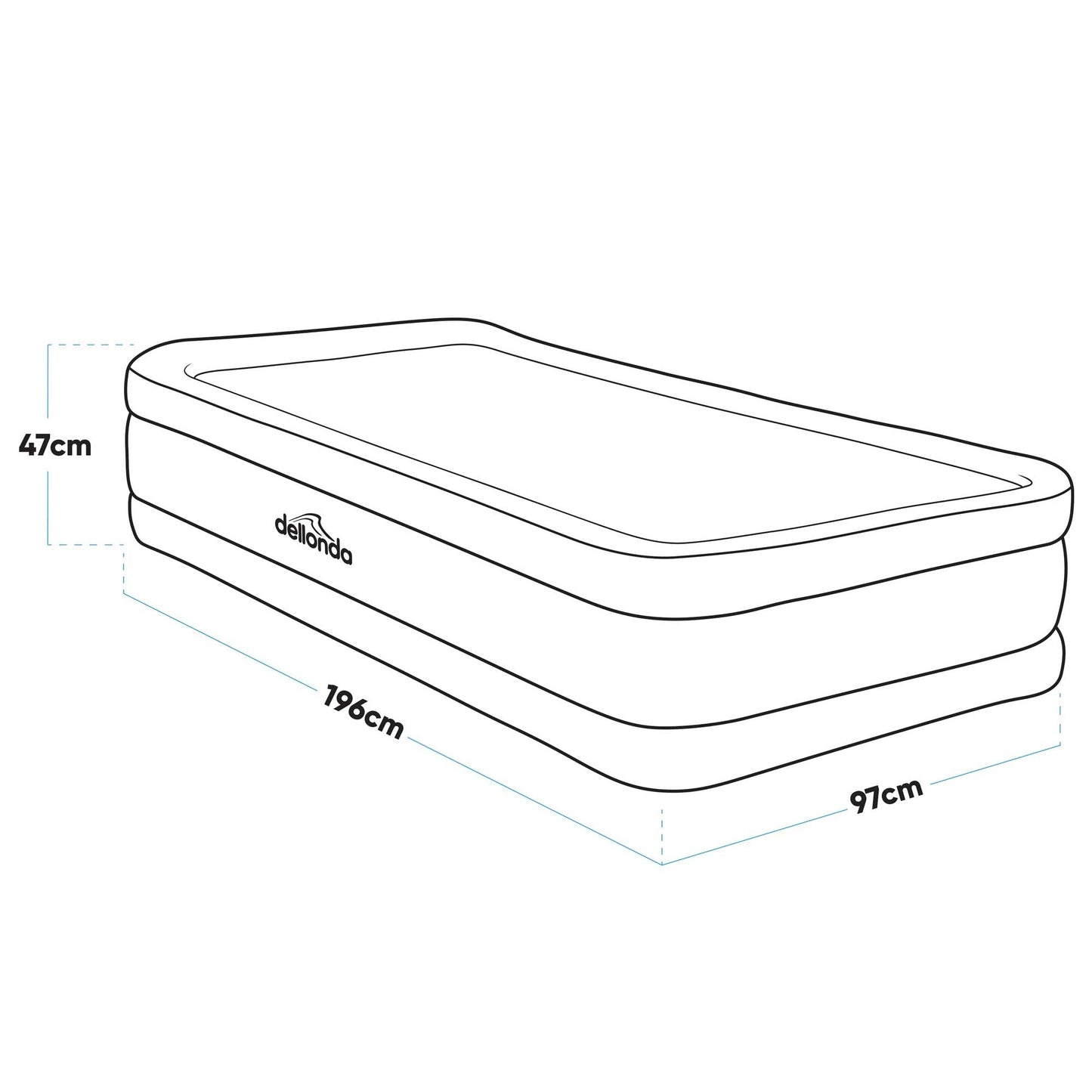 Single High-Raised Air Bed with Removable Electric Pump & Carry Bag - DL144