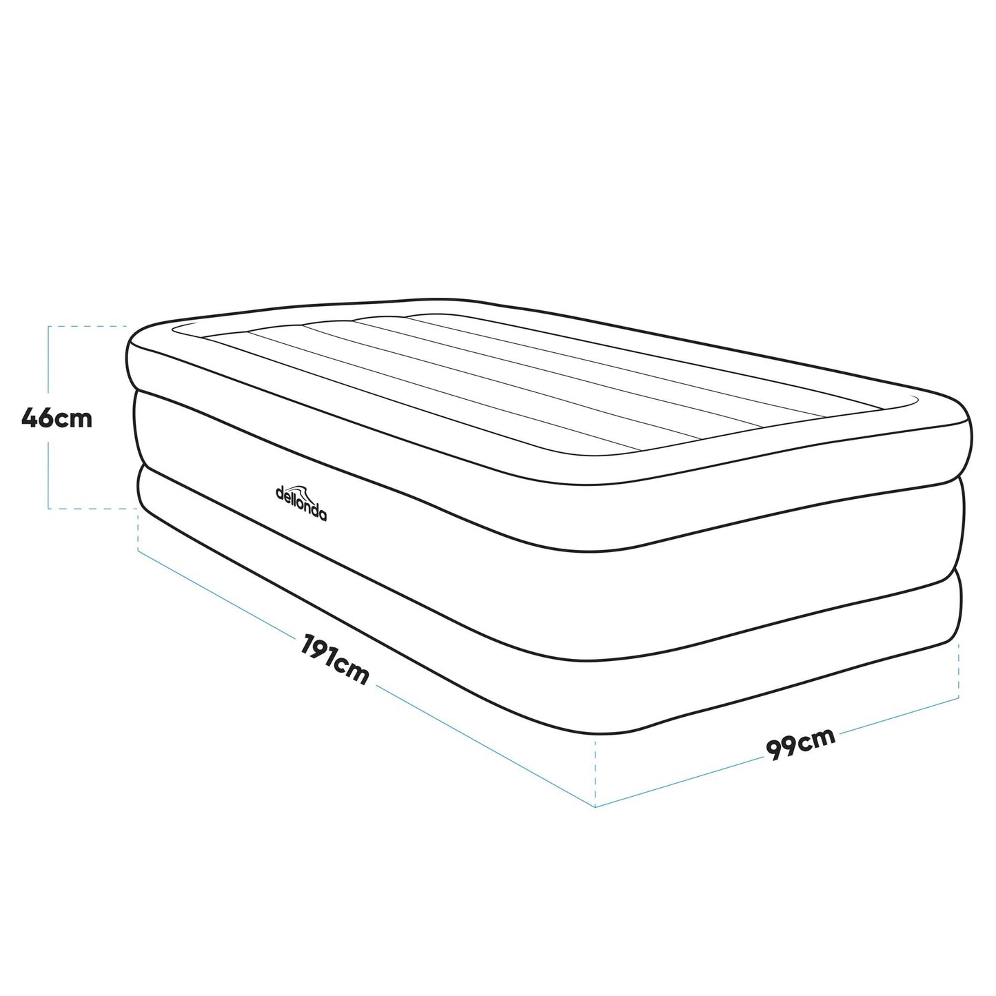 Single High-Raised Air Bed with Built-In Electric Pump & Carry Bag - DL146