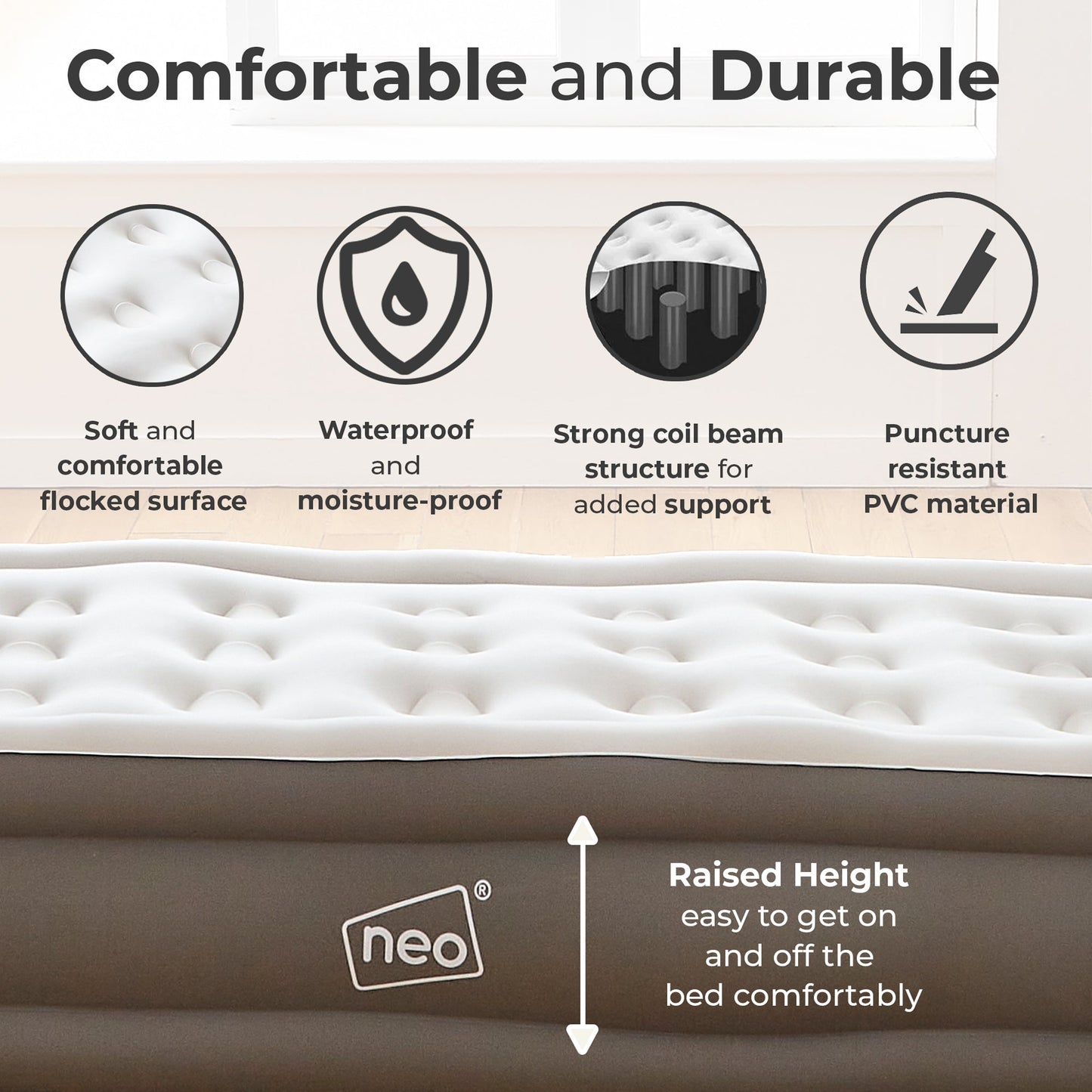 Neo Single Inflatable Air Bed with Built-in Electric Pump